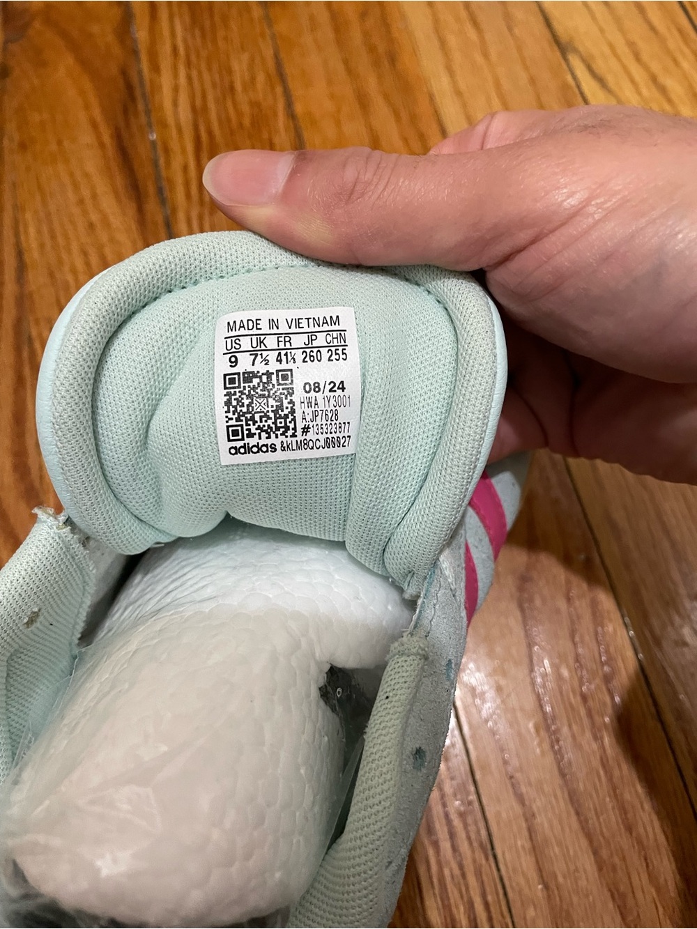 adidas Women's Mint Suede Sneakers with Pink Stripes and Gum Platform - Picture 9 of 9
